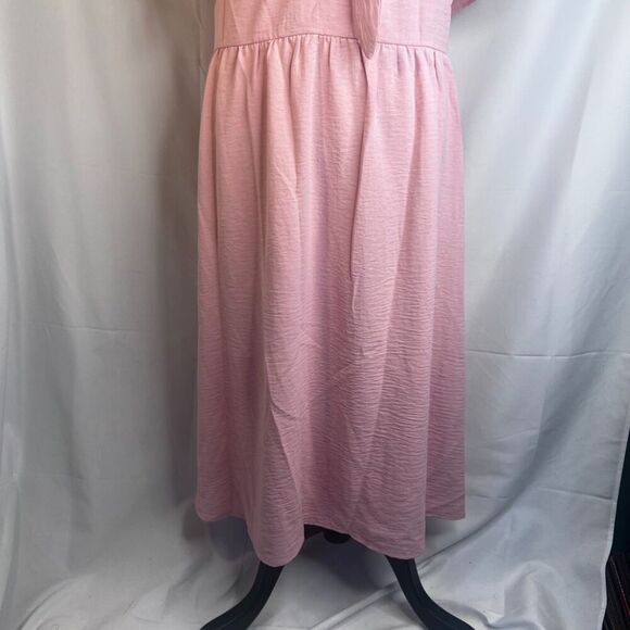 Kim Curvy Pink Flutter Sleeve Tie Front Fit & Flare Cottage Core Dress Size 24W - Picture 6 of 10